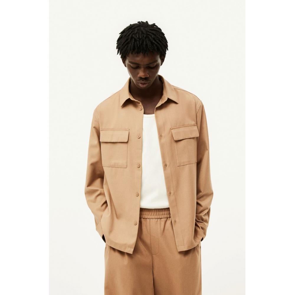 

Твиловая рубашка HM Regular Fit Коричневая