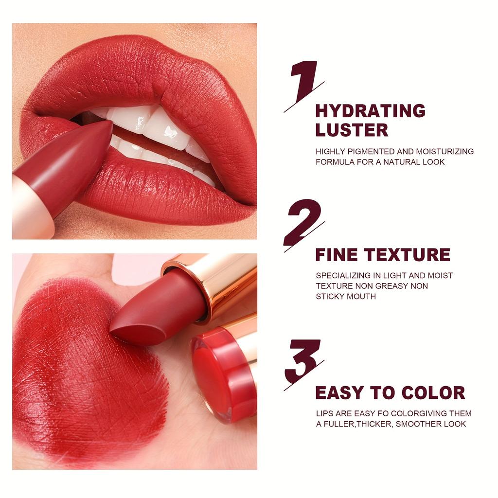 1pc Hydrating Lipstick - High-Shine Glossy Lip Gloss with Moisturizing Formula, Waterproof Non-Drying Lip Color, Soft Y Plumping Finish Lipstick