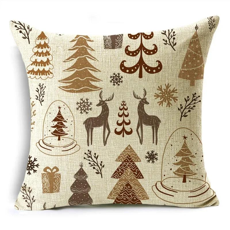 Frohe Weihnachten Pflanzen-Serie Kissenbezüge 40/45/50cm Santa Rentier Schneeflocken Kissenbezug für Sofa Couch Heimdeko