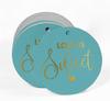 Inkdotpot 100 - Confezione da 100 etichette in carta stagnola color oro vero Love Is Sweet bomboniera da appendere