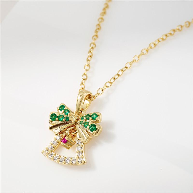 Arvaleff S925 Sterling Silver & 14k Gold Christmas Bell Necklace with Zircon and Diamonds