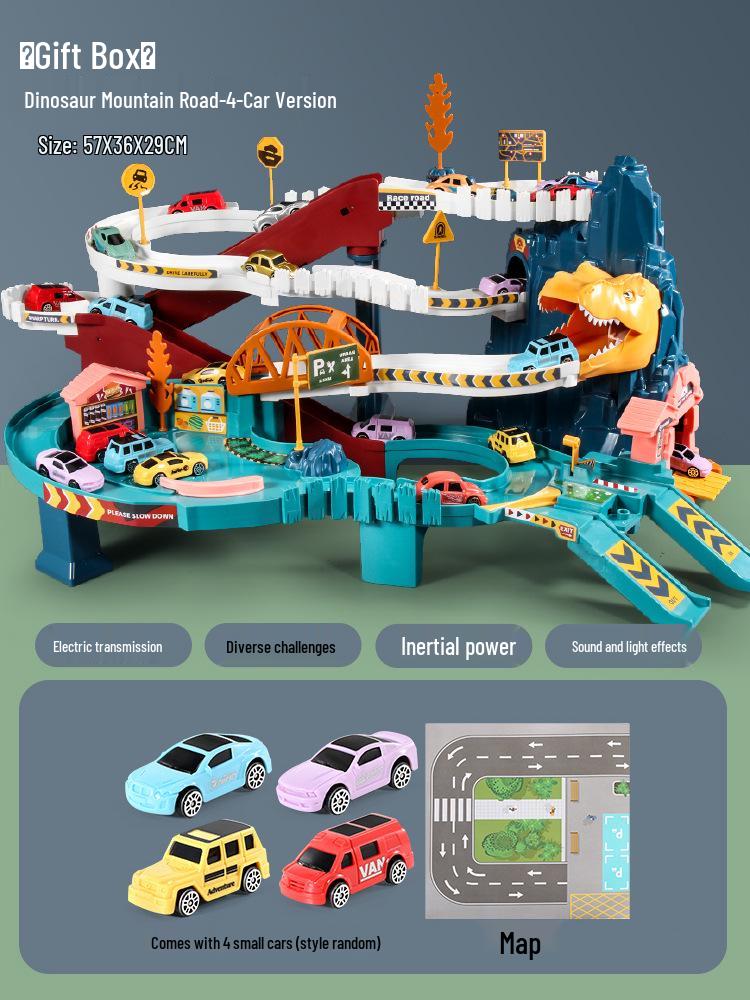 Dinosaur Mountain Adventure Track & Parking Lot Toy Set