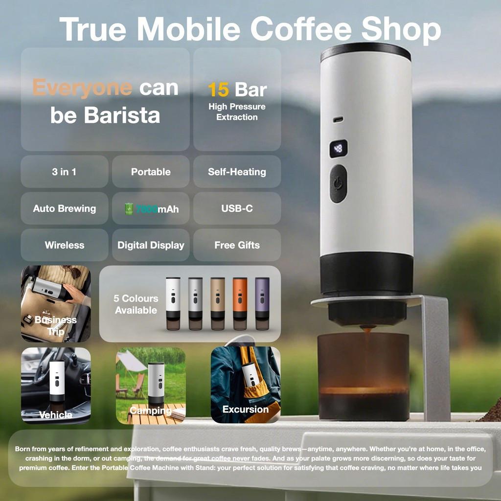 3-in-1 Wireless Portable Espresso Coffee Maker 15Bar Ground & Capsule Compatible Espresso Machine Hot & Cold Brew Coffee Machine