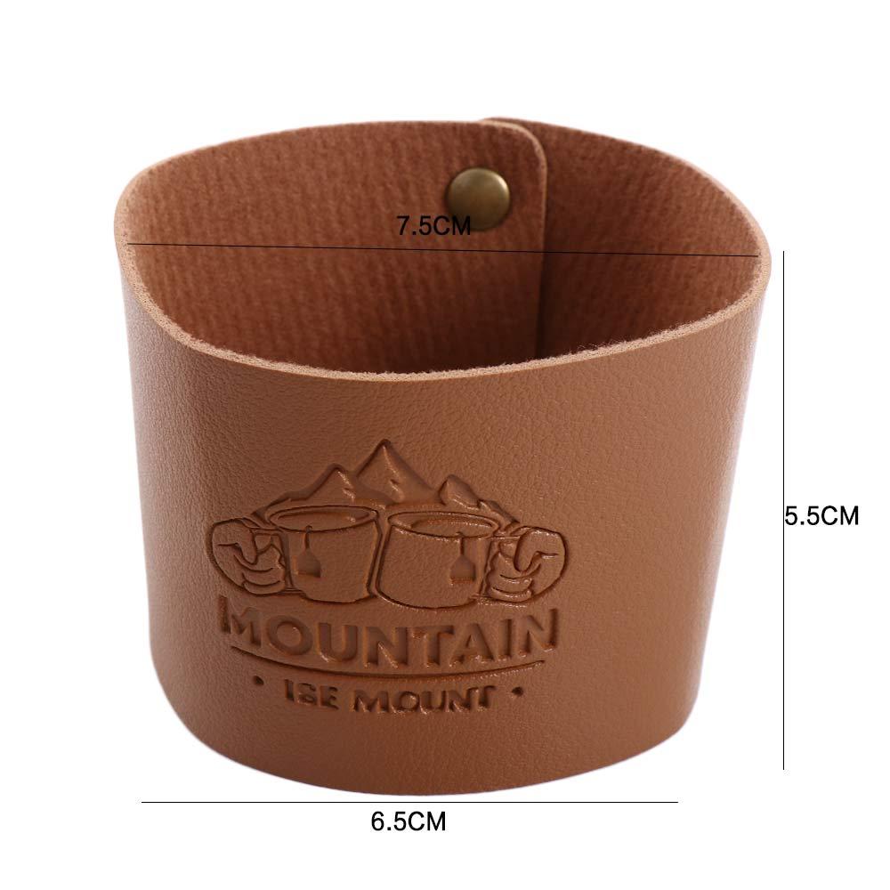 Camping Cup Hot Resistant Stainless Steel Cup Sleeve Protective Cover Leather Cup Cover Cup Sleeve