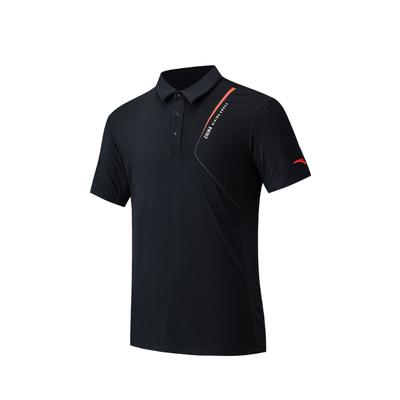 Bequemes Einfaches Buchstabenmuster Vielseitiges Atmungsaktives Kurzarm-Poloshirt Herrenoberteile Basic-Schwarz 152527137-4