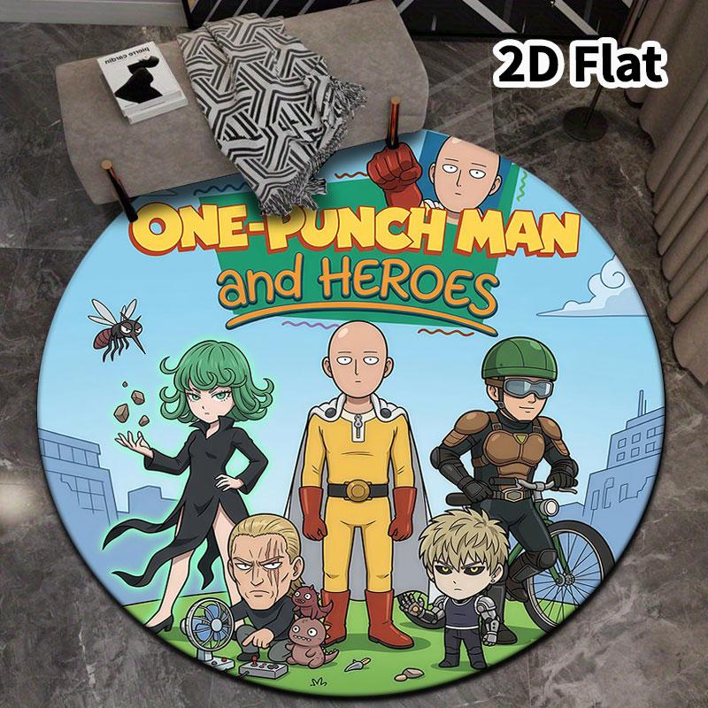 Onepunch Man Runder Teppich Teppich für Wohnzimmer Schlafzimmer Sofa Spielzimmer Dekor Rutschfeste Bodenmatte