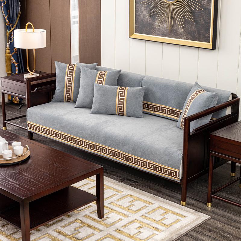 Chinese Style Chenille Sofa Cushion Non-Slip Four Seasons Universal Simple Fabric Sofa Towel Slipcover Combination