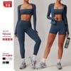 Zechuang Versatile Zipper Grinding Yoga Suit Women's Casual Running Fitness Wear Tight Sports Three-piece Set