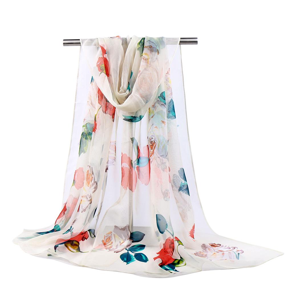 New Fashion Floral Printing Beach Silk Scarf Shawls Female Long Wraps Beach Spring  Summer Sunscreen Hijab For Women 160*50Cm