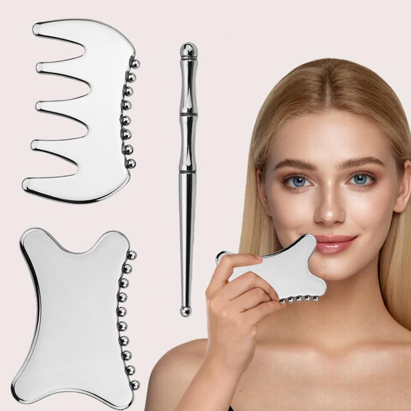Stainless Steel Gua Sha Facial Tool – Massage Board for Acupressure, Deep Tissue Stimulation, and Facial Lifting