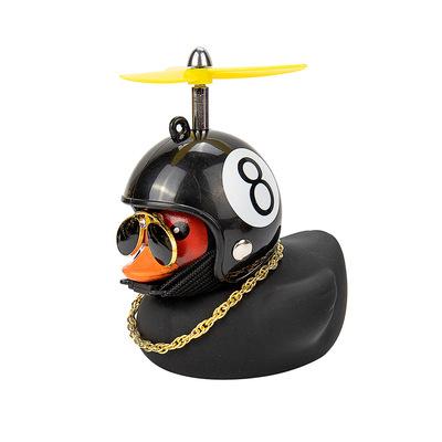 Pato de Goma Rompevientos Juguete Adornos para Motocicleta Coche Pato Amarillo Decoración para Salpicadero de Coche con Gafas Geniales Casco con Hélice