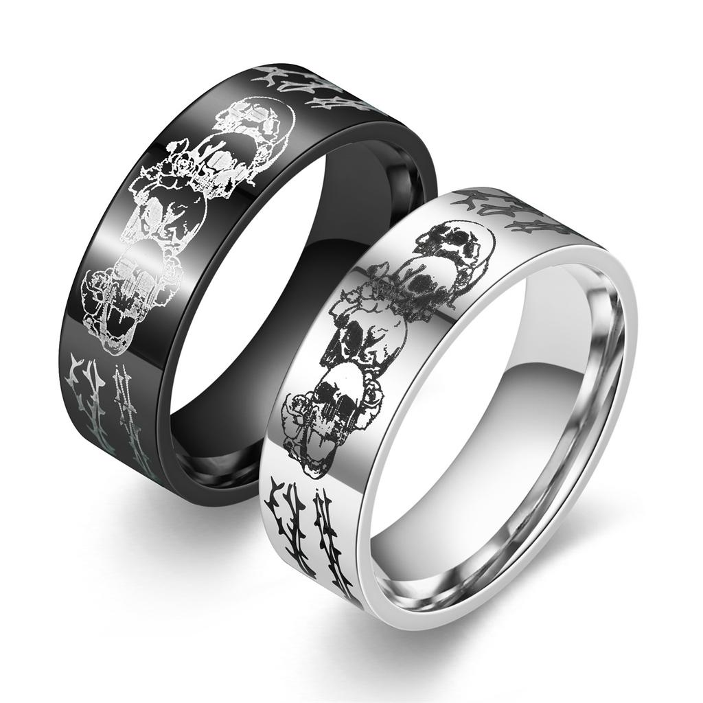 Fashionable Men's Skull Flower Rings for Men and Women