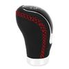 Manual Gear Shift Lever Knob Shifter Head Universal 5 6 Speed Artificial Leather Red Stitching with Replaceable Paster