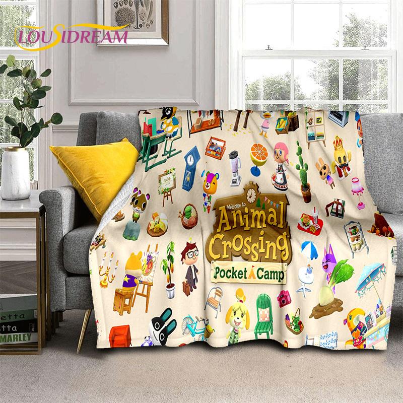 Cute Animal Crossing New Horizons Cartoon Soft Blankets,Throw Blanket Comfortable Blanket for Picnic Beds Sofa Home Bedroom Kids