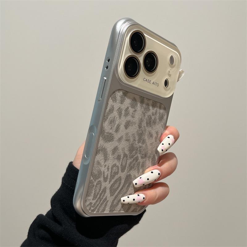 Leopard Print Leather iPhone 17 Pro Max Case with Full Lens Protection