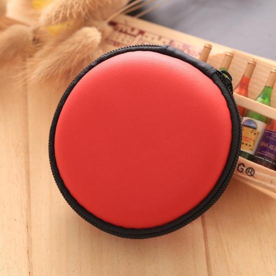 Mini Portable Round Earphone Cable USB Data Cord Storage Bag Zipper Pouch Case