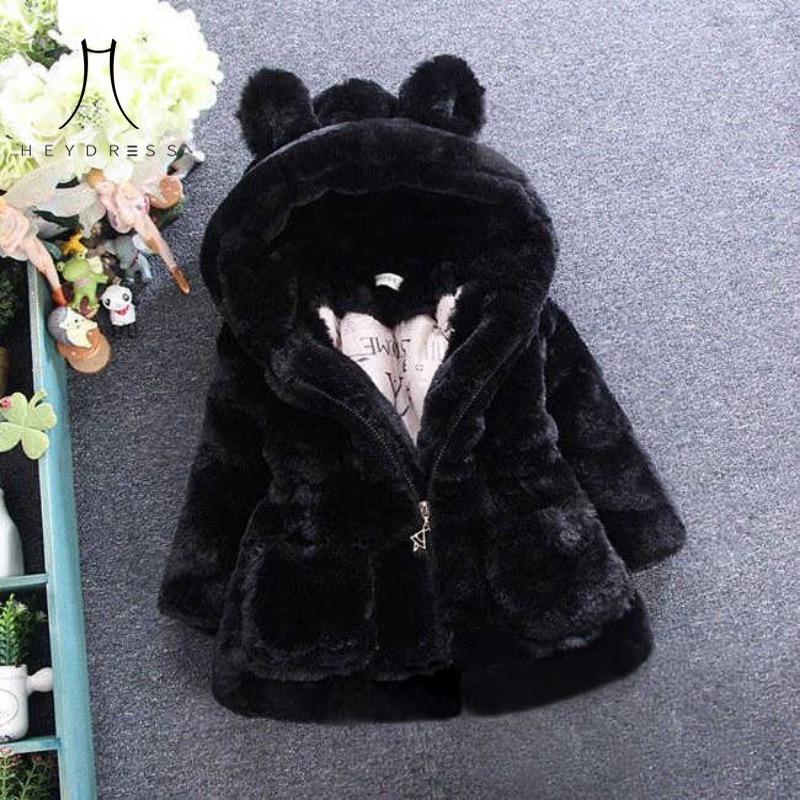 Girls' Baby Autumn and Winter Casual Warm Imitation Rabbit Fur Coat