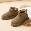 Muffin Schneestiefel mit dicker Sohle Damen Echtleder Winter Neu Rutschfest Erhöhend Baumwollschuhe Warm und Samt Kurze Stiefel