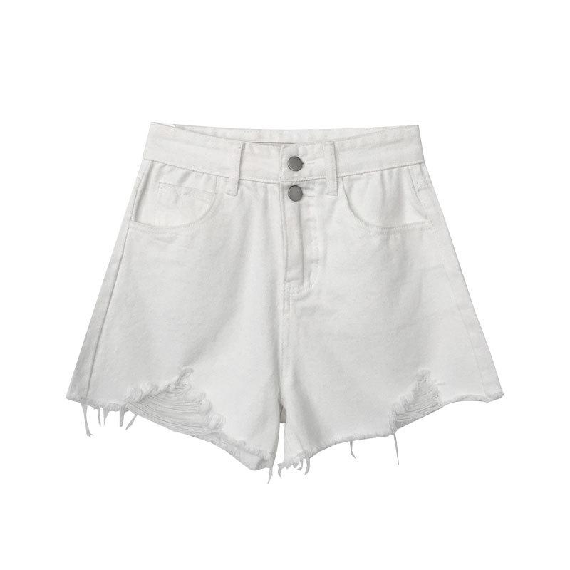 Pants Classic and Minimalist Fashion Versatile Women's Summer Broken Wide-legged Pants A Word Loose Burlap Shorts Female Denim Shorts Individuality