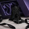 Matte Black Relief Art Ornament 3D Printed Gothic Rose Phone Stand, Vintage Church Carved Desktop Stable Triangular Tablet Stand Holder, Dark