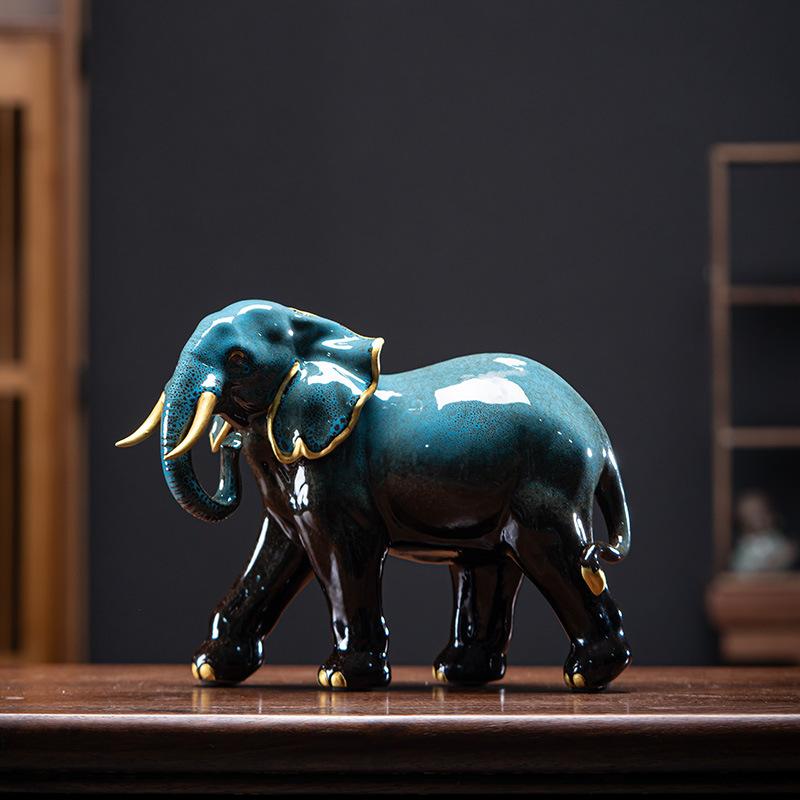 Feng Shui Keramik kreative Elefantenornamente für Wohnzimmer zu Hause, TV-Schränke, Weinschränke, Dekorationsartikel und Geschenke für