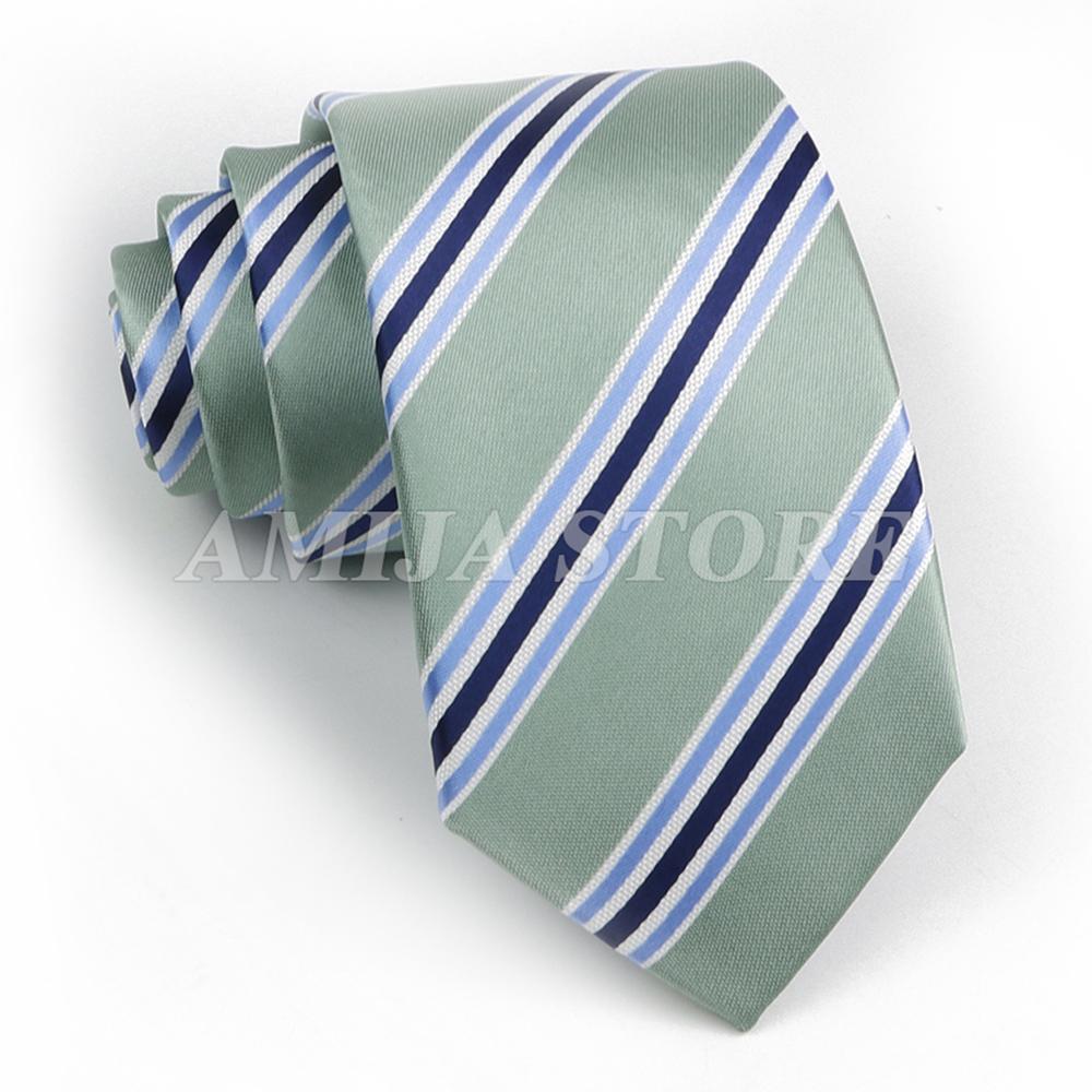 Men's Fashion Tie 7.5cm Tie Sage Green Orange Stripes Ties Business Meeting Suit Wedding Party Office Tie Men's Gift  Accessorie