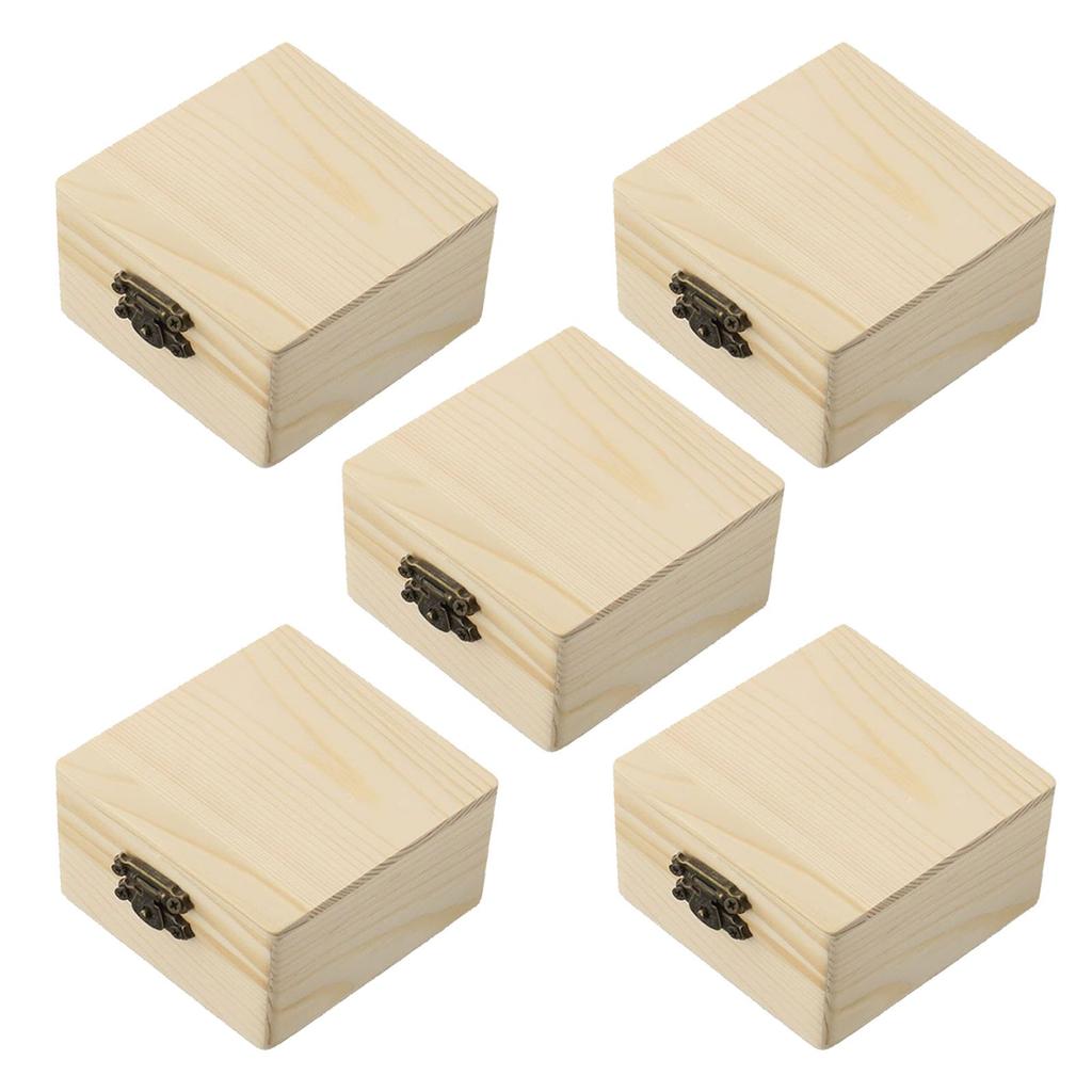 Functional Flip Top Wooden Boxes 5PCS Great for Storing Small Treasures