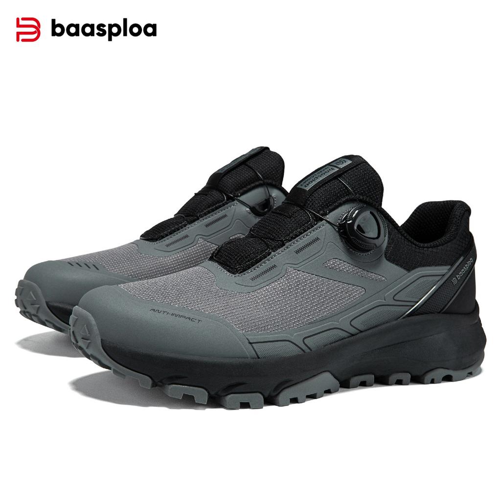 BAASPLOA Ghete de drumeție pentru bărbați, pantofi de drumeție pentru bărbați, cataramă rotativă, ușori, antiderapanți, marcă de exterior pentru bărbați, pantofi pentru bărbați, iarnă, îmbunătățire, îngroșați