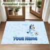Crystal Velvet Square Rug Custom NameBluey Pattern Non Slip Home Floor Decor Rug
