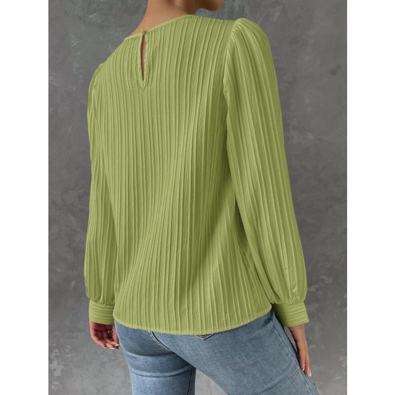 New Spring Round Neck Long Sleeve Loose Blouse Women Solid Color Office Shirt Ladies Casual Simple Tops Female Solid Color  Fashion Elegant Clothing