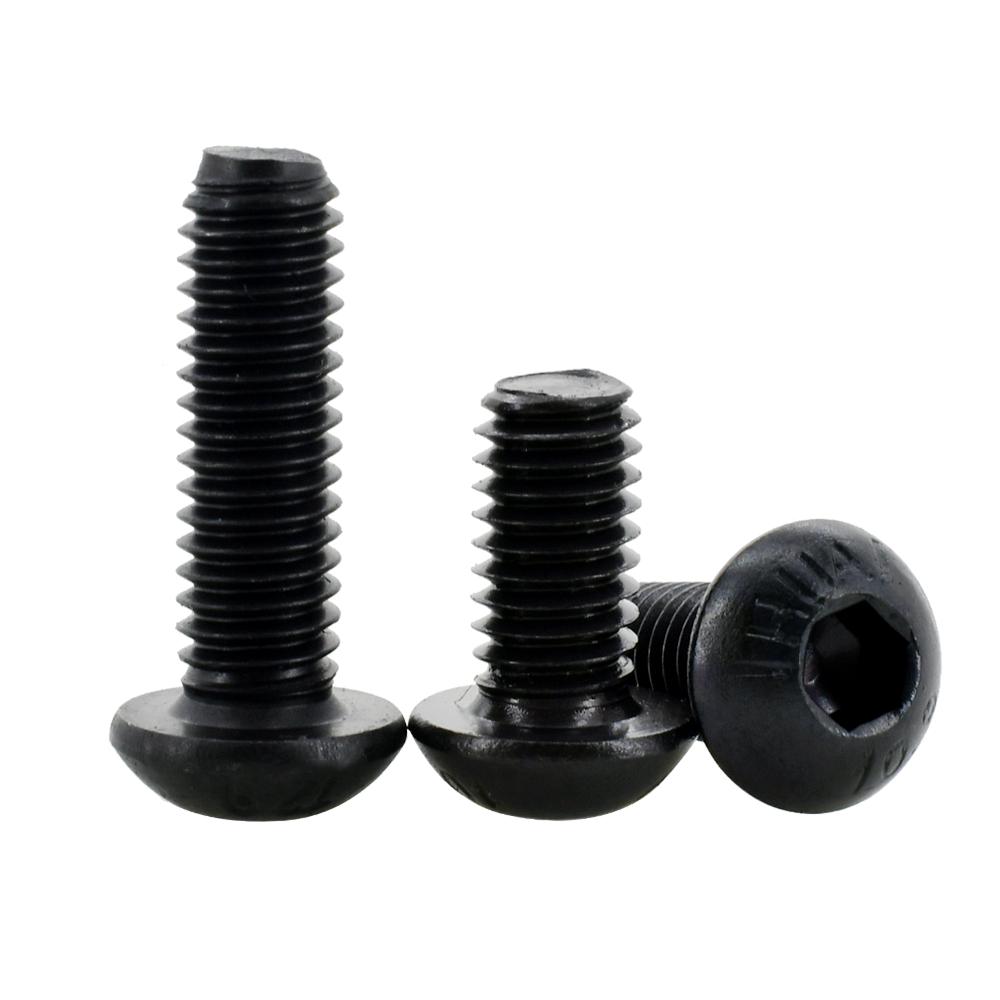 ISO7380 Allen Hexagon Hex Socket Button Round Head Screw Nut Kit M2 M3 M4 M5 M6 Black Grade 10.9 Carbon Steel Bolt Nut Set