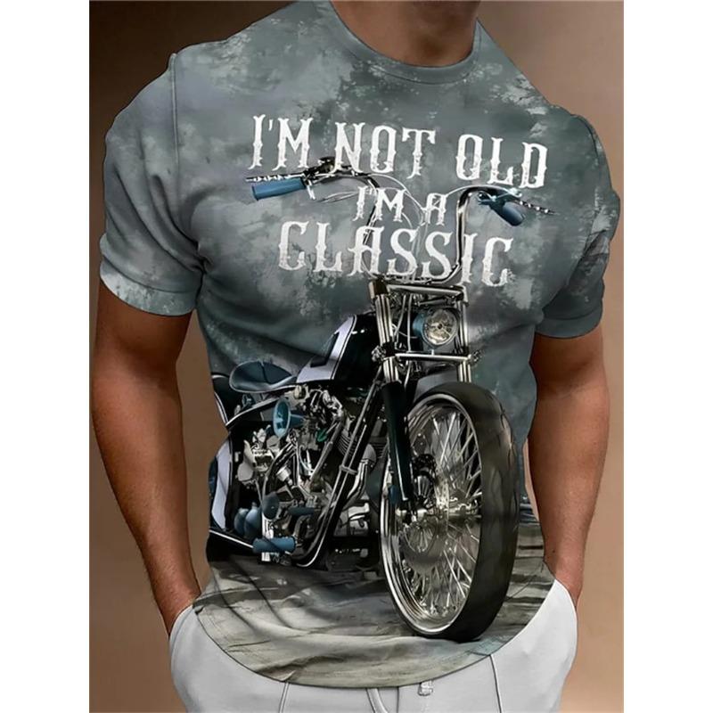 Motorcycle T-shirt Men 3D Print Short Sleeve Vintage Classics TShirt For Mens Street Ride Biker Shirts Tops Oversized Tee Shirt