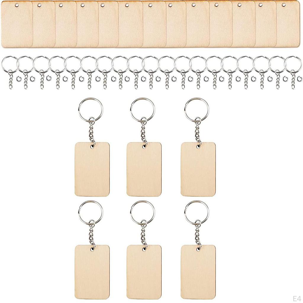 Blank Wood Key Chain Set Keychain DIY Unfinished for Jewelry Making Keyring Gift