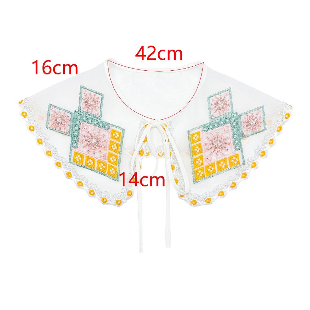 Ethnic Style Women's Lace Collar Colorful Embroidered Beaded Dress Blouse Decor Detachable Shirt