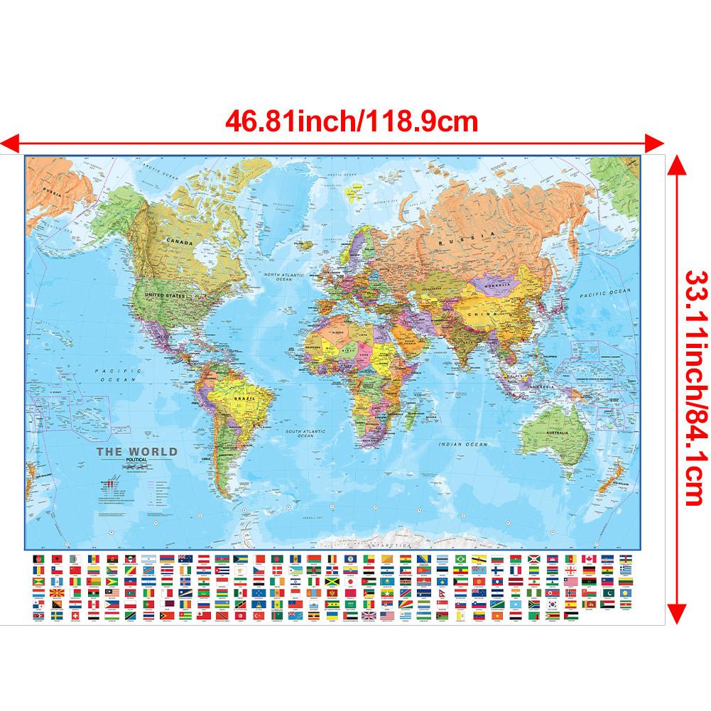 A0-84.1*118.9cm Decorative Hanging Picture World Map Wall Art Poster Painting Without Frame Gift Travel Tools
