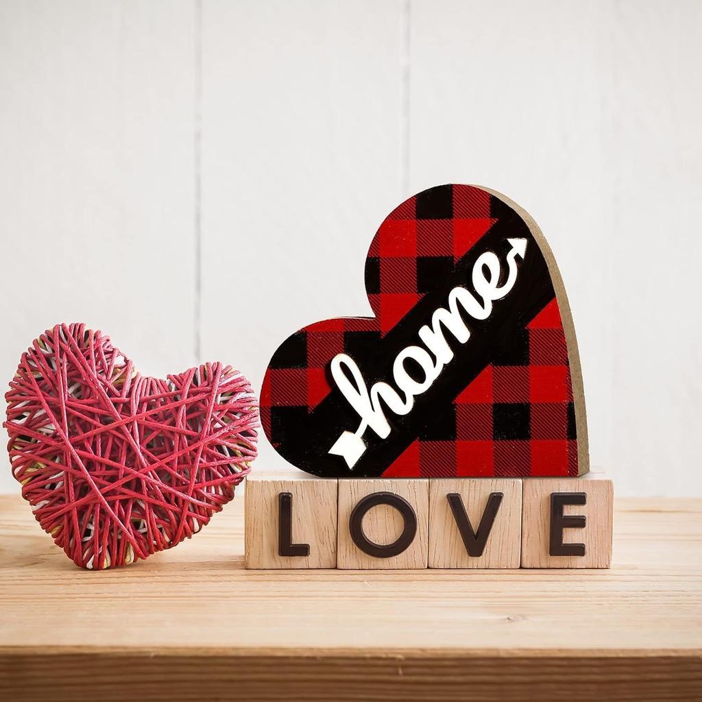 2 szt. Drewniane Ozdoby w Kształcie Serca z Napisem Love Drewniane Dekoracje Domowe na Walentynki Ozdoby z Motywem Miłości