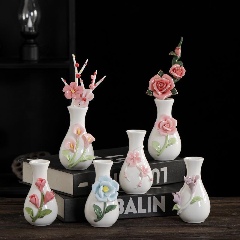Mini Ceramic Vase for Flowers - Perfect for Home or Office Decor, Holds Dried or Hydroponic Plants