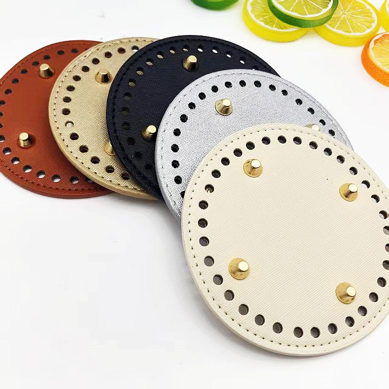 Hand-Crocheted DIY HyunA Woven Bag Base - 12cm Round PU Leather Bottom for Handbag Accessories