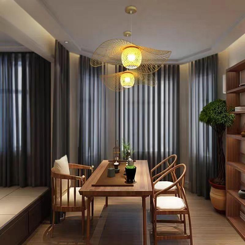 Chinese Style Bamboo Pendant Lights Creative Tatami Lights Lamp for Dining Room Restaurant Hanglamp E27 Suspension Luminaire