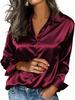 European and American popular satin women's loose long-sleeved shirts and tops