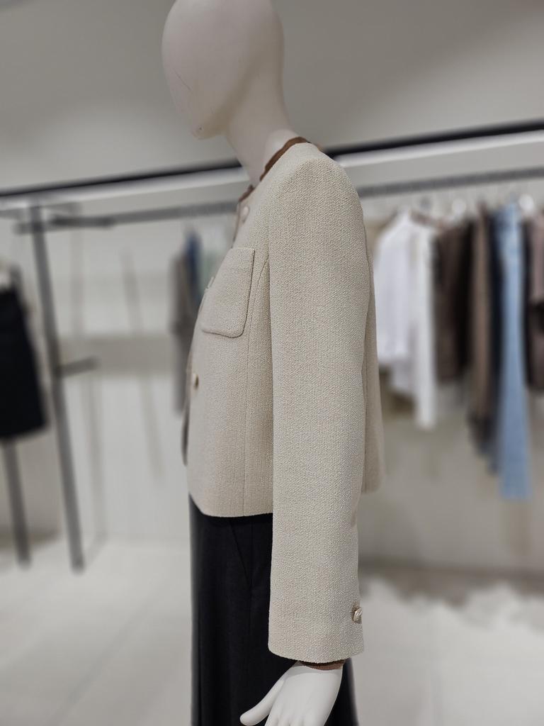 CC Collect Round Neck Open Short Tweed Jacket E253MSF107