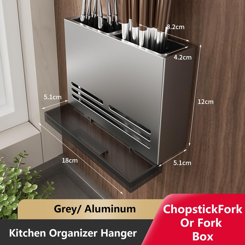 Kitchen Storage Knives Holder Wall Mounted Organizer Spoon and Chopsticks Rest Hanging Organizers Aluminium