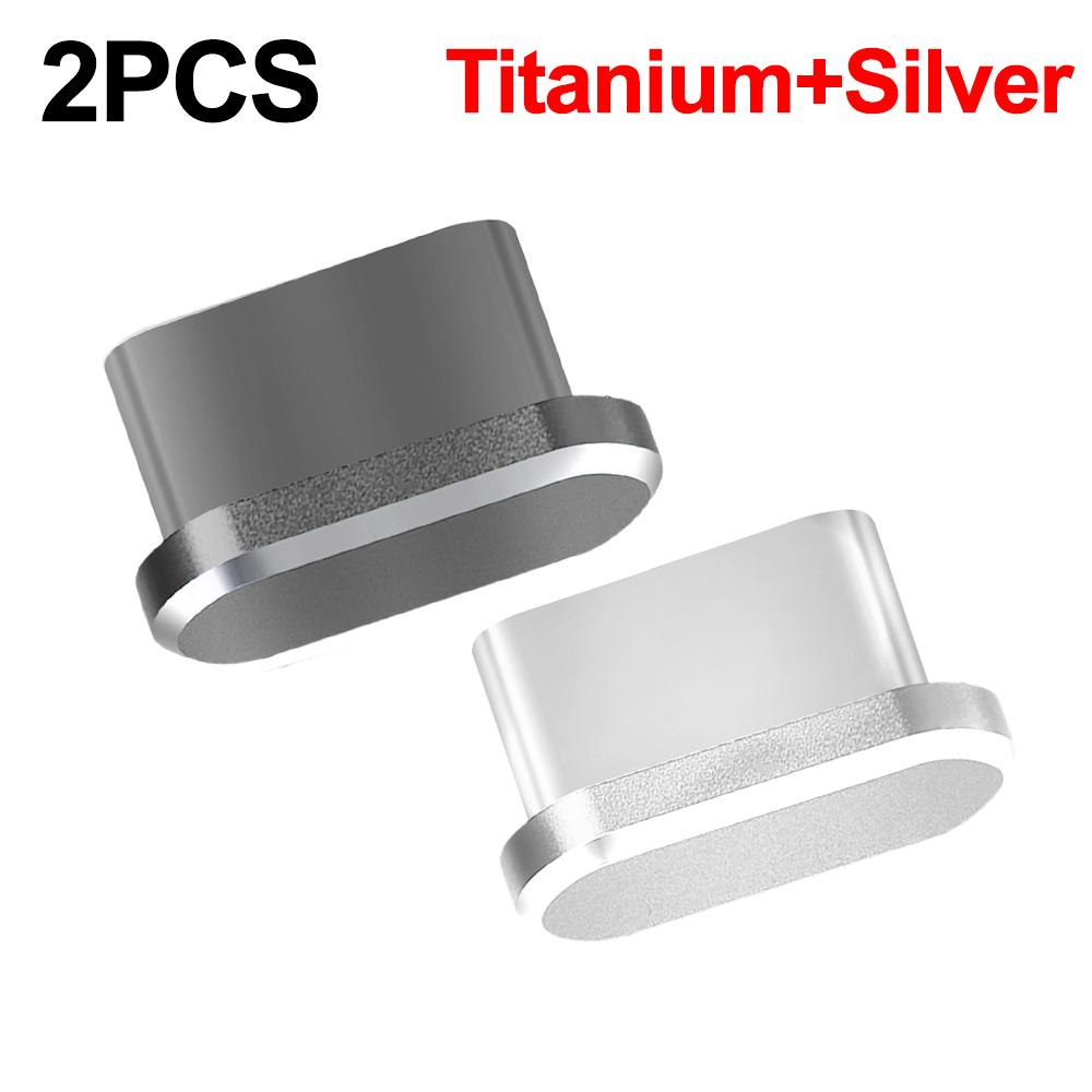 2PCS Metal Phone Dust Plugs USB C Type-C Charging Port Protectors Cap for IPhone 16 15 ProMax Mi Universal Anti-dust Dustplugs