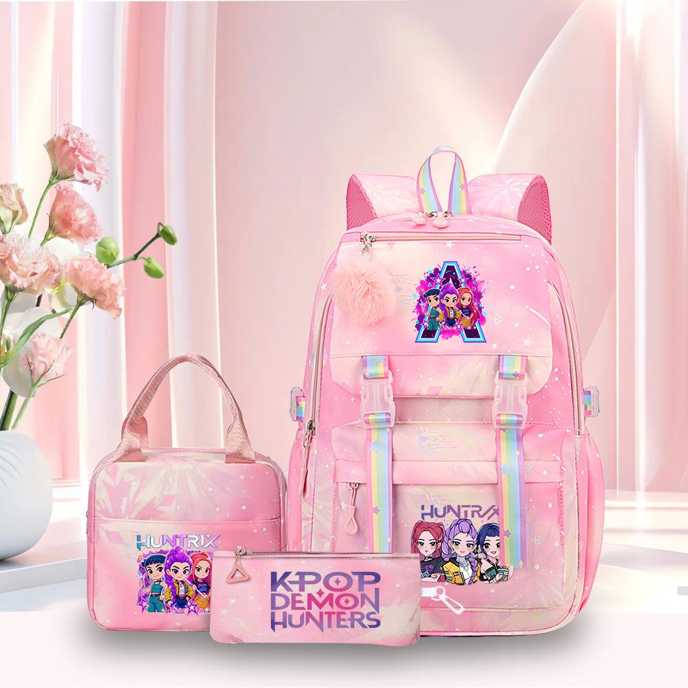 K-Pop Witch Hunters Cartoon Printed Student Pencil Bag Lunch Bag Three-Piece Backpack