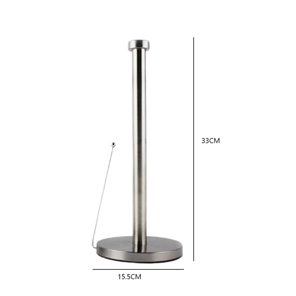 Silver Roll Holder with Round Base Toilet Paper Dispenser Stainless Steel Tissue Napkins Rack for Kitchen Storage Organisation