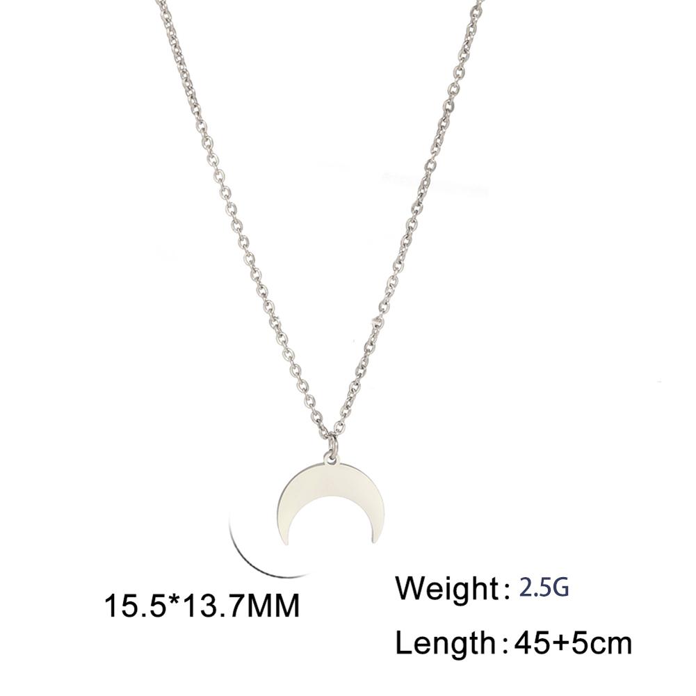 Boho North Star Moon Pendant Necklace Stainless Steel Double Layer Clavicle Necklaces Kpop Jewelry Gift for Women