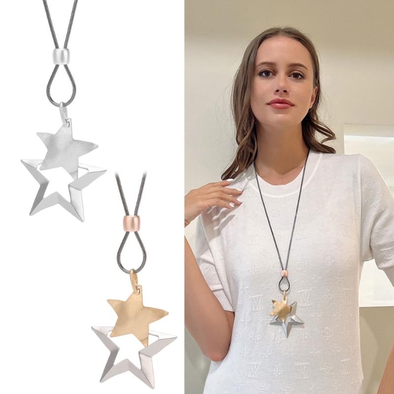 Fashion Trend Light Luxury Niche Sense Collarbone Chain Temperament Simple Cold Wind Five-pointed Star Hollow Necklace