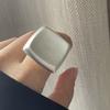 Xiaomi 925 Sterling Silver Rings For Women Geometric Fine Jewelry Finger Adjustable Simple Wide Sqaure Ring For Party Birthday Gift