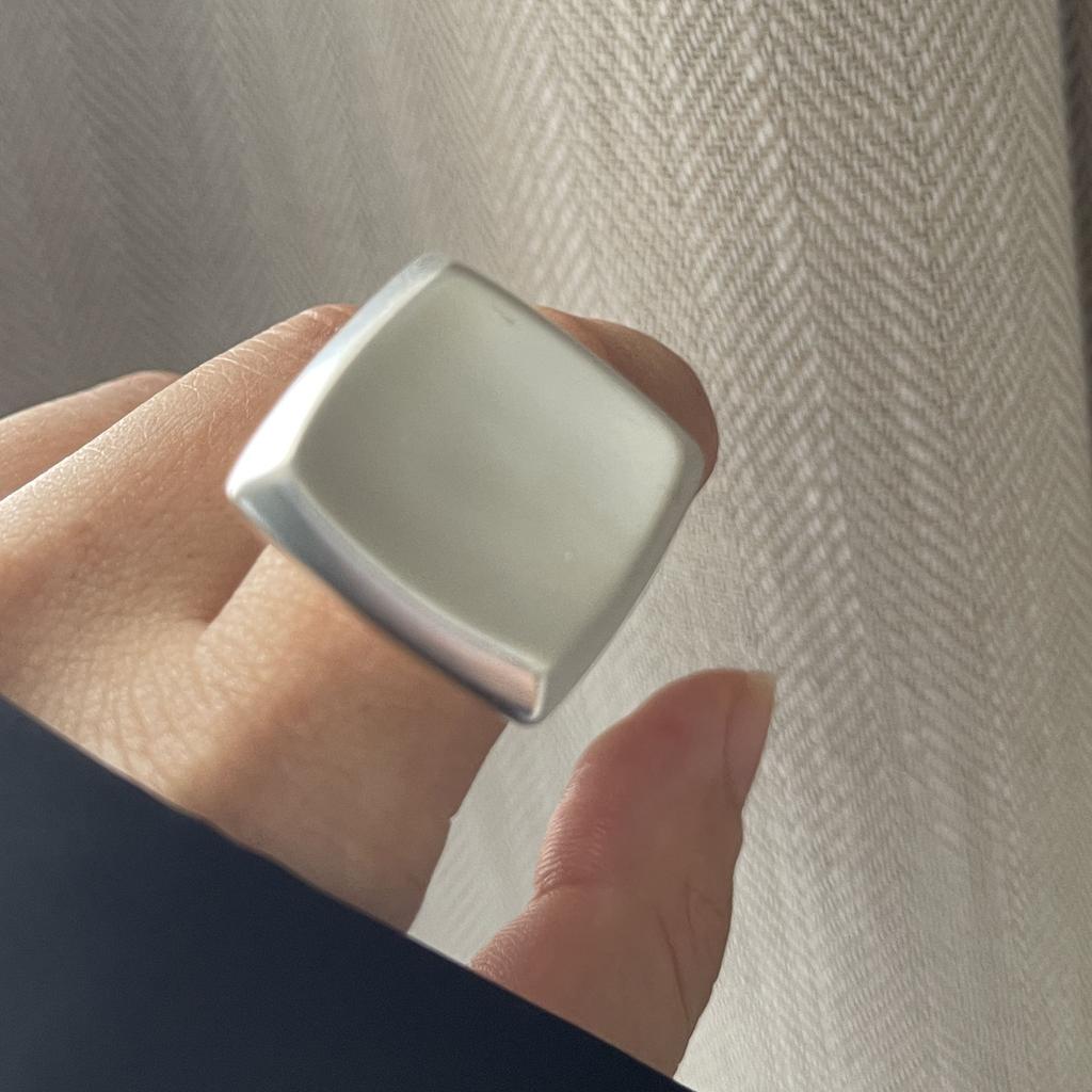 Xiaomi 925 Sterling Silver Rings For Women Geometric Fine Jewelry Finger Adjustable Simple Wide Sqaure Ring For Party Birthday Gift