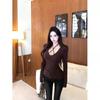 260g Cotton Modal Korean V-neck Tie-up Slimming Versatile Top